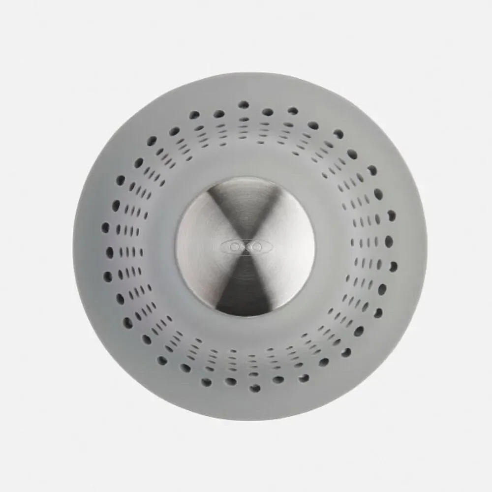 OXO Silicone Bath Drain Protector Gray Mildew-Resistant 4.5